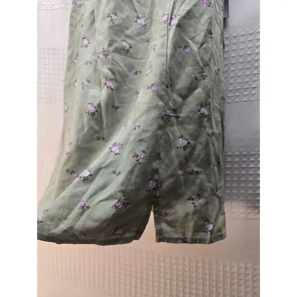 Art Class Cami Dress Girls Size 6/7 Green Linen Floral - Picture 3 of 6
